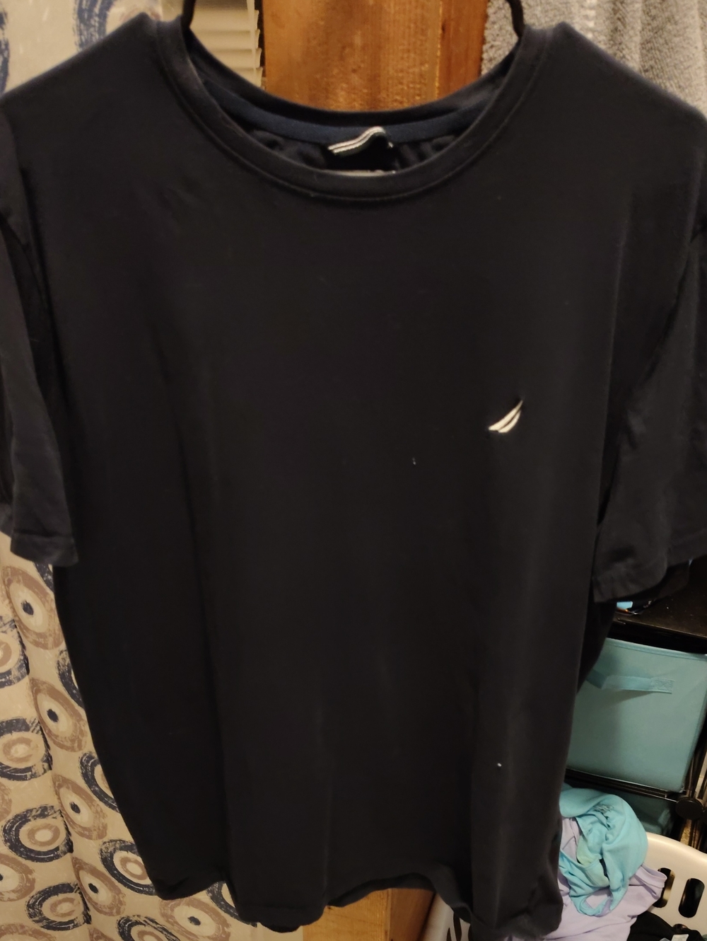 Nautica Black Short-Sleeve Crew Neck Tee with Small Sail Logo